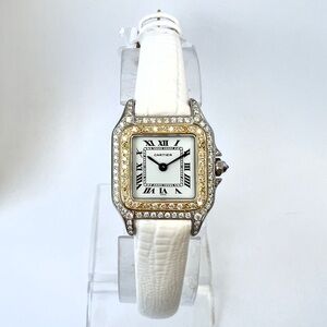 CARTIER PANTHERE 23mm Quartz 2 Tone 0.88TCW DIAMOND Watch White Dial